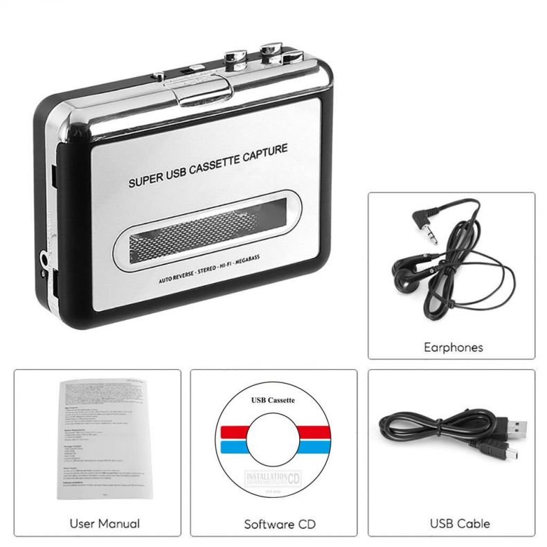 Digital Files for Laptop PC and Mac with Headphones from Tapes to Mp3 New Technology,Silver z17 USB Cassette Player from Tapes to MP3 Updated Cassette to MP3 Converter 