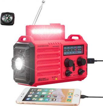 Mesqool ΝΟΑΑ Φορητό Ραδιόφωνο Ηλιακό με USB (Κόκκινο)