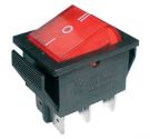 Rocker switch   3pol./6pin  ON-OFF-ON 250V/15A - transparent red