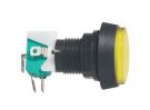 Push-button switch ON-(ON) 250V/10A (rounded) with microswitch yellow