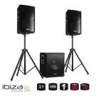 IBIZA CUBE1512 15'' 800W active sub +2x300 12'' passive speakers set