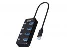 Geti USB 3.0 Hub 4 Θυρών με σύνδεση USB-A με διακόπτες LED Μαύρο (GUH4AS)