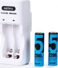 Remax RT-DC01 Rechargeable battery charger +2xAA Batteries Pack, White - 14815