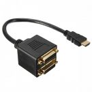 DeTech Adapter HDMI male to 2 DVI Female Black (18250)