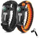 Paracord Bracelets 5in 1, Set of 2 (Black/ Orange)