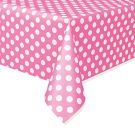  Plastic Hot Pink Polka Dot Tablecloth, 2.74m x 1.37m (50265)