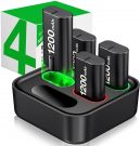  Battery Charging Station with LED Display for Xbox with 4 Rechargeable Batteries 1200 mAh for Xbox One/Series X&S Controller 