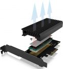 ICY BOX PCI Express Card, M.2 NVMe SSD to PCIe 3.0 Adapter, Radiator, LED Lighting, M-Key, 2230, 2242, 2260, 2280,(Black) 