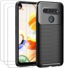 Case with Tempered Glass for LG K61 (1 Mobile Phone Case + 3 Screen Protectors) Black