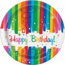 Unique Party 49564 - 18cm Rainbow Ribbons Birthday Party Plates, Pack of 8 