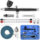GANZTON Airbrush Double-Action Kit, with 0.2 mm, 0.3 mm, 0.5 mm Nozzles and Needles and Double