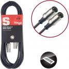 Stagg 10ft. MIDI Cable - Male DIN Plug /Male DIN Plug - Metal