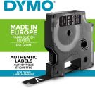 Dymo D1 Standard Labelling Tape 12mm x 7m - White on Black (S0720610)