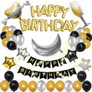 Birthday Party Decoration Set with Fairy Lights (Black Gold)
