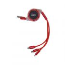 Cable Geti GCU 02 USB 3in1 Red rectractable 1.1m