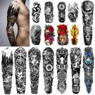 Extra Large  Full Arm Waterproof Temporary Fake Tattoos 58x18cm (8 Sheets)