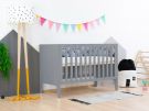Benlemi Cot SLEEPY with adjustable bed base height and full headboards 60x120cm (Grey)