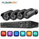 FLOUREON CCTV Security System 8CH ONVIF AHD DVR 4PCS Outdoor 1080P 3000TVL 2.0MP Cameras Kit Home/Office Support TVI/CVI/AHD/Analog IP Camera P2P Mobile Viewing/Motion Detection/Night Vision 