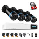 H.View 4CH Home Security 1080P CCTV Camera System with 1TB Hard Drive HD Including 4x1080P CCTV Cameras and 4 Channel DVR CCTV Kit 2.0MP Night Vision to 30M (4CH-4CAM-1T)