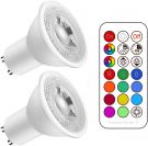RGB LED Colour Changing Lamp 5 W Replaces 50 W Halogen 500 Lumen Dimmable with Remote Control (Pack of 2) [Energy Class A++]