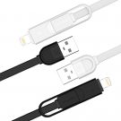 Remax 2 in 1 micro USB Iphone Lighting Data Cable 1m Black (14345)