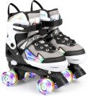Roller Quad Skates for Children Adjustable Size Comfortable and Breathable for Girls, Boys (M/35-38)
